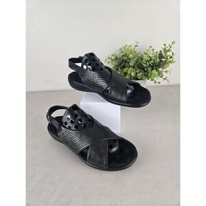 Amaztep walking cradles Black Metallic Strappy Slingback Sandals Women's Size 7M